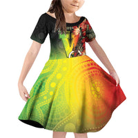 Aboriginal Dot Art Vanuatu Personalised Family Matching Off Shoulder Short Dress and Hawaiian Shirt Tropical Flowers