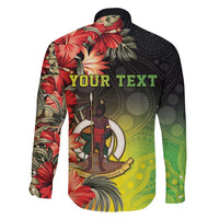 Aboriginal Dot Art Vanuatu Personalised Family Matching Off Shoulder Short Dress and Hawaiian Shirt Tropical Flowers