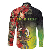 Aboriginal Dot Art Vanuatu Personalised Long Sleeve Button Shirt Tropical Flowers LT05 - Polynesian Pride