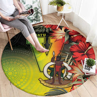 Aboriginal Dot Art Vanuatu Round Carpet Tropical Flowers