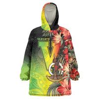 Aboriginal Dot Art Vanuatu Personalised Wearable Blanket Hoodie Tropical Flowers