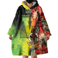 Aboriginal Dot Art Vanuatu Personalised Wearable Blanket Hoodie Tropical Flowers