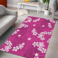 Hawaii Monstera Deliciosa Area Rug Pink Plumeria Polynesian Pattern - Polynesian Pride