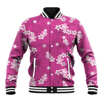 Hawaii Monstera Deliciosa Baseball Jacket Pink Plumeria Polynesian Pattern - Polynesian Pride