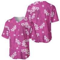 Hawaii Monstera Deliciosa Baseball Jersey Pink Plumeria Polynesian Pattern - Polynesian Pride