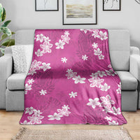 Hawaii Monstera Deliciosa Blanket Pink Plumeria Polynesian Pattern - Polynesian Pride