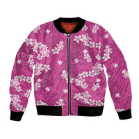 Hawaii Monstera Deliciosa Bomber Jacket Pink Plumeria Polynesian Pattern - Polynesian Pride
