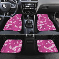 Hawaii Monstera Deliciosa Car Mats Pink Plumeria Polynesian Pattern - Polynesian Pride