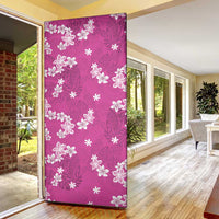 Hawaii Monstera Deliciosa Door Cover Pink Plumeria Polynesian Pattern - Polynesian Pride