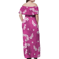 Hawaii Monstera Deliciosa Family Matching Off Shoulder Maxi Dress and Hawaiian Shirt Pink Plumeria Polynesian Pattern - Polynesian Pride
