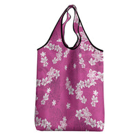 Hawaii Monstera Deliciosa Grocery Bag Pink Plumeria Polynesian Pattern - Polynesian Pride