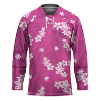 Hawaii Monstera Deliciosa Hockey Jersey Pink Plumeria Polynesian Pattern LT05 Unisex Pink - Polynesian Pride