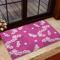Hawaii Monstera Deliciosa Rubber Doormat Pink Plumeria Polynesian Pattern - Polynesian Pride