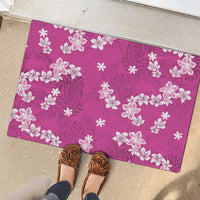 Hawaii Monstera Deliciosa Rubber Doormat Pink Plumeria Polynesian Pattern - Polynesian Pride