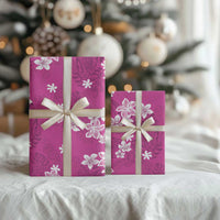 Hawaii Monstera Deliciosa Wrapping Paper Pink Plumeria Polynesian Pattern - Polynesian Pride