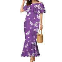 Hawaii Monstera Deliciosa Family Matching Mermaid Dress and Hawaiian Shirt Purple Plumeria Polynesian Pattern - Polynesian Pride
