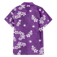 Hawaii Monstera Deliciosa Family Matching Short Sleeve Bodycon Dress and Hawaiian Shirt Purple Plumeria Polynesian Pattern - Polynesian Pride
