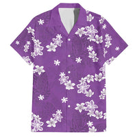 Hawaii Monstera Deliciosa Family Matching Summer Maxi Dress and Hawaiian Shirt Purple Plumeria Polynesian Pattern - Polynesian Pride