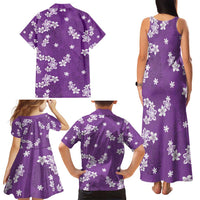Hawaii Monstera Deliciosa Family Matching Tank Maxi Dress and Hawaiian Shirt Purple Plumeria Polynesian Pattern - Polynesian Pride