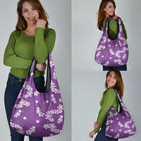 Hawaii Monstera Deliciosa Grocery Bag Purple Plumeria Polynesian Pattern - Polynesian Pride