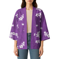 Hawaii Monstera Deliciosa Kimono Purple Plumeria Polynesian Pattern - Polynesian Pride