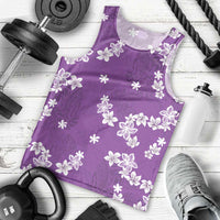 Hawaii Monstera Deliciosa Men Tank Top Purple Plumeria Polynesian Pattern - Polynesian Pride