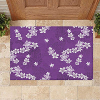 Hawaii Monstera Deliciosa Rubber Doormat Purple Plumeria Polynesian Pattern - Polynesian Pride