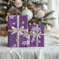 Hawaii Monstera Deliciosa Wrapping Paper Purple Plumeria Polynesian Pattern - Polynesian Pride