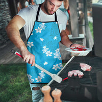 Hawaii Monstera Deliciosa Apron Blue Plumeria Polynesian Pattern - Polynesian Pride