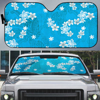 Hawaii Monstera Deliciosa Auto Sun Shade Blue Plumeria Polynesian Pattern - Polynesian Pride