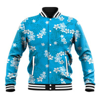 Hawaii Monstera Deliciosa Baseball Jacket Blue Plumeria Polynesian Pattern - Polynesian Pride