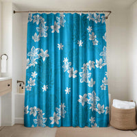 Hawaii Monstera Deliciosa Bathroom Set Blue Plumeria Polynesian Pattern - Polynesian Pride