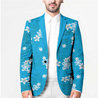 Hawaii Monstera Deliciosa Blazer Blue Plumeria Polynesian Pattern - Polynesian Pride