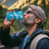 Hawaii Monstera Deliciosa 4 in 1 Can Cooler Tumbler Blue Plumeria Polynesian Pattern - Polynesian Pride