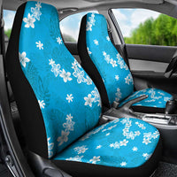 Hawaii Monstera Deliciosa Car Seat Cover Blue Plumeria Polynesian Pattern - Polynesian Pride