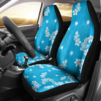 Hawaii Monstera Deliciosa Car Seat Cover Blue Plumeria Polynesian Pattern - Polynesian Pride
