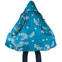Hawaii Monstera Deliciosa Cloak Blue Plumeria Polynesian Pattern - Polynesian Pride