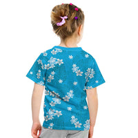 Hawaii Monstera Deliciosa Kid T Shirt Blue Plumeria Polynesian Pattern LT05 - Polynesian Pride