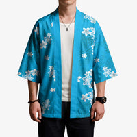 Hawaii Monstera Deliciosa Kimono Blue Plumeria Polynesian Pattern - Polynesian Pride
