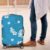 Hawaii Monstera Deliciosa Luggage Cover Blue Plumeria Polynesian Pattern LT05 Blue - Polynesian Pride