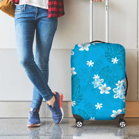 Hawaii Monstera Deliciosa Luggage Cover Blue Plumeria Polynesian Pattern LT05 - Polynesian Pride