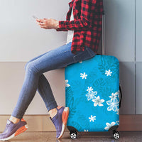 Hawaii Monstera Deliciosa Luggage Cover Blue Plumeria Polynesian Pattern LT05 - Polynesian Pride