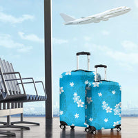 Hawaii Monstera Deliciosa Luggage Cover Blue Plumeria Polynesian Pattern LT05 - Polynesian Pride