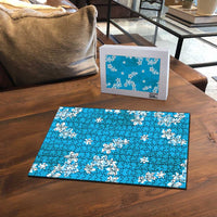 Hawaii Monstera Deliciosa Puzzle Blue Plumeria Polynesian Pattern LT05 - Polynesian Pride