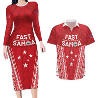 Samoa FAST Couples Matching Long Sleeve Bodycon Dress and Hawaiian Shirt Forever Proud Samoan Tribal Pattern - Polynesian Pride