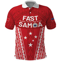Samoa FAST Polo Shirt Forever Proud Samoan Tribal Pattern - Polynesian Pride