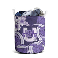 Utah State Polynesian Heritage Laundry Basket Floral Tribal Pattern Tropical Flowers