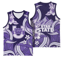 Utah State Polynesian Heritage Basketball Jersey Floral Tribal Pattern Tropical Flowers