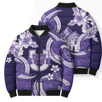 Utah State Polynesian Heritage Bomber Puffer Jacket Floral Tribal Pattern Tropical Flowers
