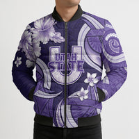 Utah State Polynesian Heritage Bomber Puffer Jacket Floral Tribal Pattern Tropical Flowers